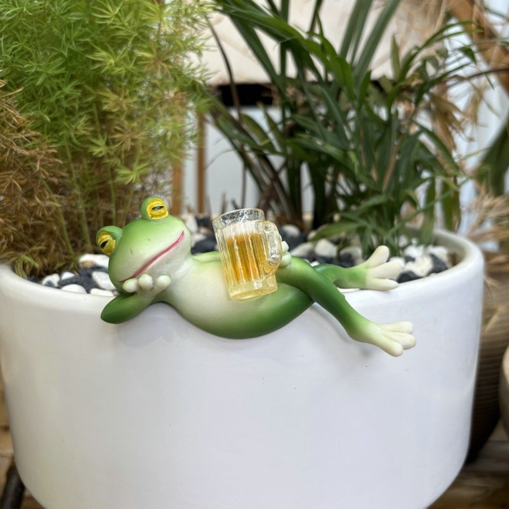 Aquarium Fish Glass - Hanging Flower Pot Edge Frog Decorative