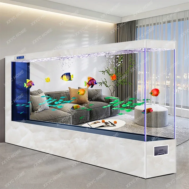 Live Fish Aquarium - WWSuper large floor-to-ceiling fish tank living
