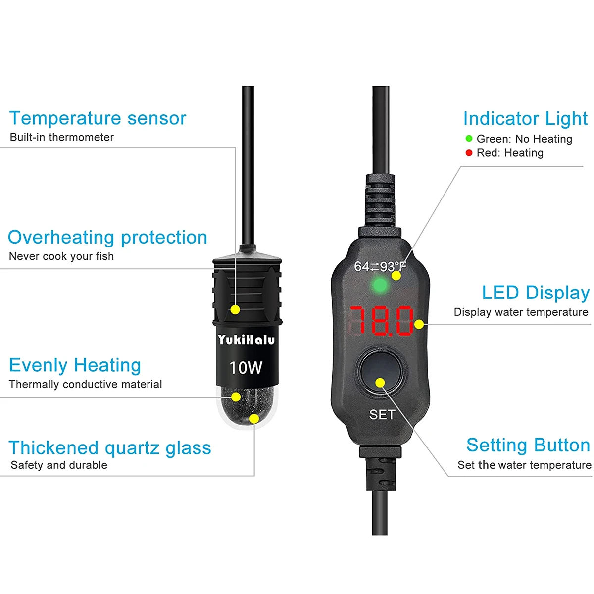 10W Adjustable Aquarium Heater - огляд і ціна Aquarium Fish Cold Water